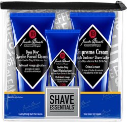 Jack Black Shave Essentials (Supreme Cream Triple Cushion Shave Lather 73 g, Double-Duty Face Moisturizer 44 mL, Deep Dive Glycolic Facial Cleanser 85 g)