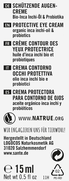 Sante Schützende Bio-Inca & Augencreme Inchi-Öl Augencreme Probiotika