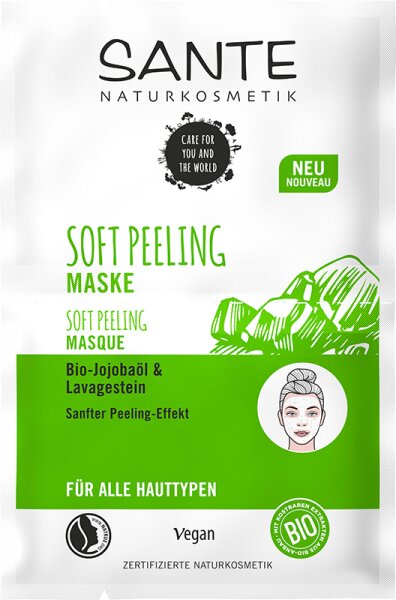 Sante Soft Peeling Maske Bio-Jojobaöl & Lavagestein Gesichtsmaske 8ml
