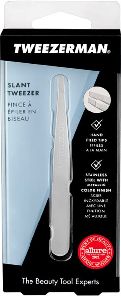 Tweezerman Platinum Tweezer Silver Schräge - Pinzette, Slant