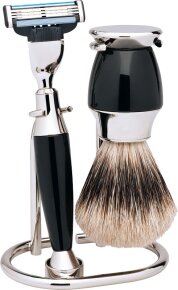 Erbe Shaving Shop Rasierset dreiteilig, schwarz/silber, Gillette Mach 3