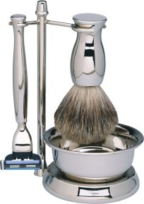 Erbe Shaving Shop Rasierset vierteilig, verchromt/glänzend, Gillette Mach 3, mit Schale